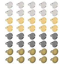 40Pcs Metal Base Blank, 20mm Adjustable Pad Cabochon Blank Base(4 Color)