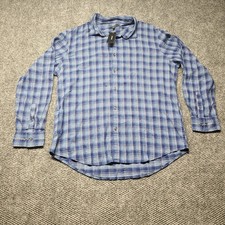 Alfani Men s Button Down Shirt XL Blue Plaid Long Sleeve Business/Casual NWT