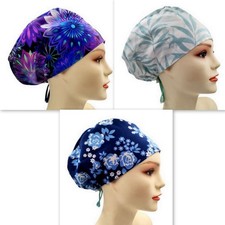 Large Floral Handmade Scrub Cap Doctor Theatre Nurse Hospital Anaesthetist