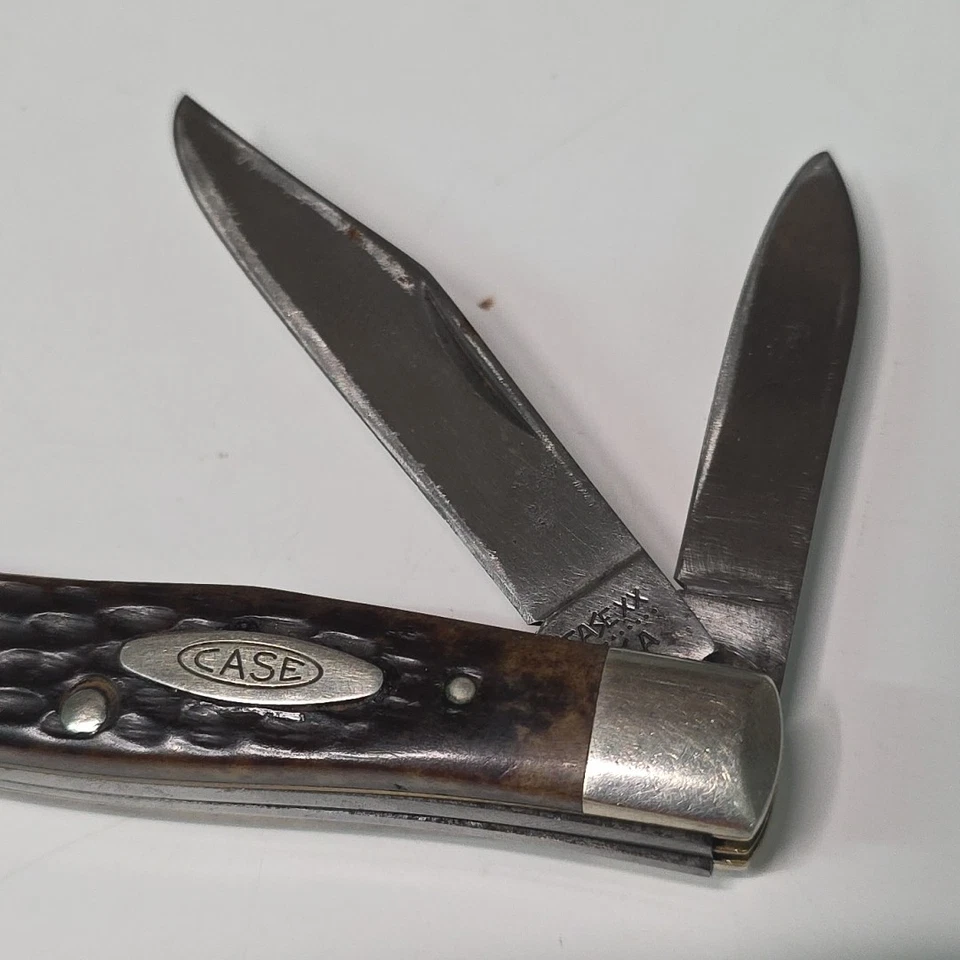 CUCHILLO CASE XX EE. UU. 1970 10 PUNTOS JIGGED MARRÓN ÁMBAR HUESO STOCKMAN AKA JACK 62032 Foto 2 de 4