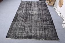 Decorative Rug, Black and Beige Floral Paisley Rug 4.8x8.1 ft