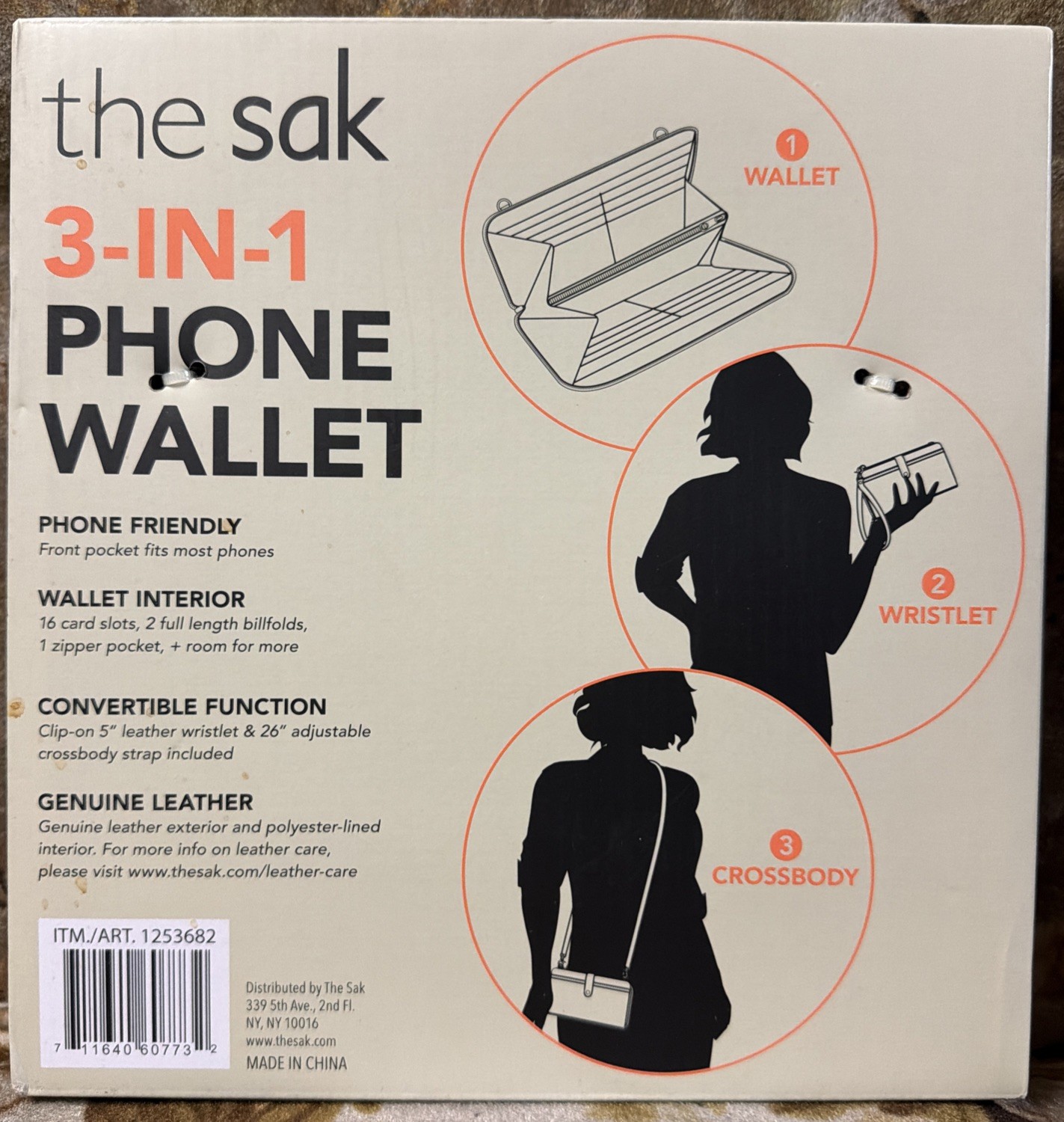 New -  The Sak Redwood 3 In 1 Crossbody Wallet Wristlet in  Black Leather