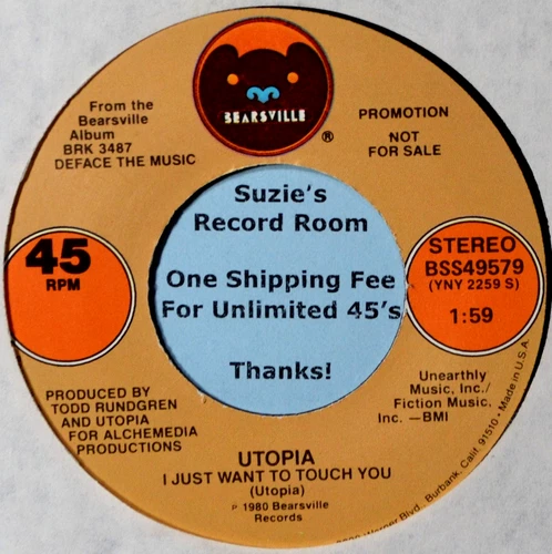 Utopia I Just Want to Touch You -Early Beatles Style- Promo DJ EX++ 45 7" Vinyl