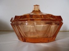 Vintage sucrier, bonbonnière années 40-50 verre rose