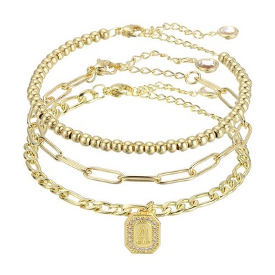 Gold Initial Bracelets for Women,Chain Link Initial Anklet Bracelet(Letter A)