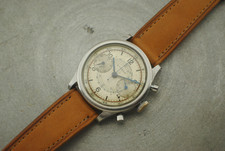 VINTAGE ETERNA CLAMSHELL STAINLESS STEEL TWO TONE DIAL VALJOUX 22 CHRONOGRAPH