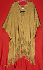 Croft  Barrow Tan Knit Women's Shawl Poncho One Size w/ Buckles
