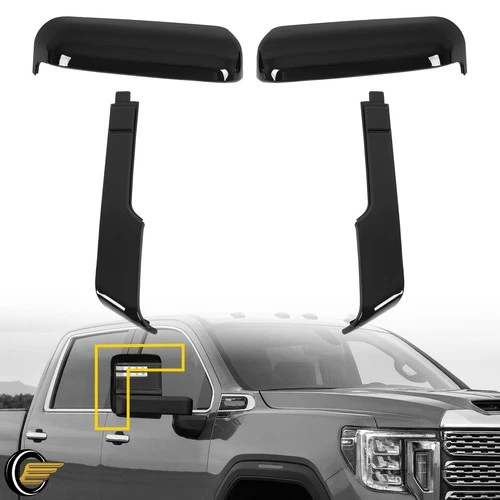 Top&Side Mirror Cover Caps For Chevy Silverado GMC Sierra HD 2500 3500 2020-2024