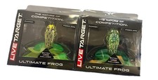 2- LIVETARGET Ultimate Frog Poppers Floro Green 2” Yellow And Emerald/Red 2.5”