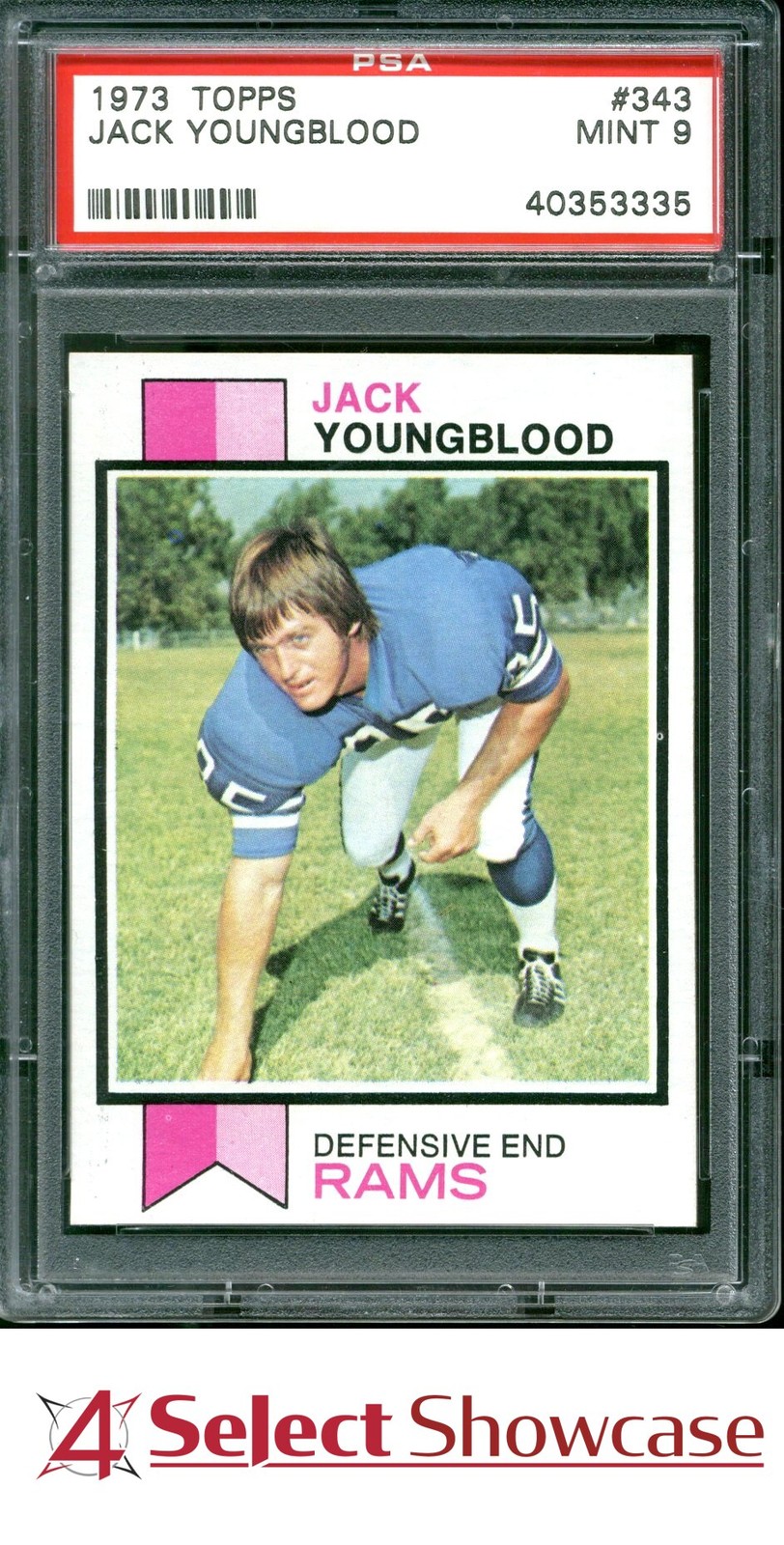 1973 TOPPS #343 JACK YOUNGBLOOD RC RAMS HOF PSA 9
