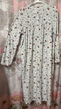 ARIA COLLECTION Women  s L Midi White Xmas Print Fleece Long Sleeves Nightgown