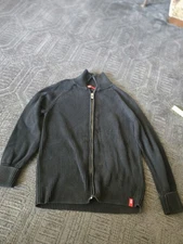 Mens Zip Up Mock Neck Preppy EDC By ESprit Navy Blue Knit Sweater Size M