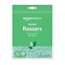 Amazon Basics Mint Dental Flossers, 90 Count, 1 Pack 90 Count (Pack of 1) 
