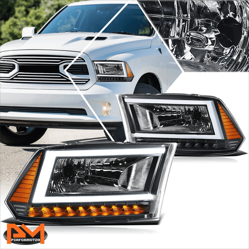 Para 09-24 Ram 1500 2500 3500 Forma de C Tubo LED DRL Faros Lámpara Negro/Ámbar - Imagen 1 de 8