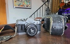 Vintage Canon AE-1 Program 35mm SLR Film Camera w/ Canon FD 75 200mm Olympics