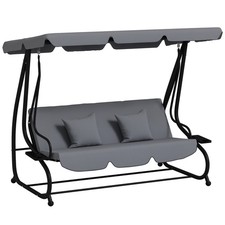 Outsunny 2-in-1 Garden Swing Chair for 3 Person w/ Adjustable Canopy Grey