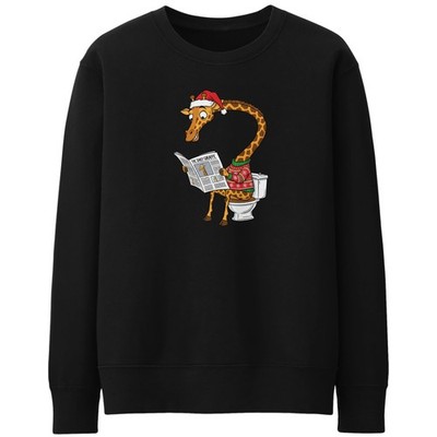 Lustiges Weihnachtssweatshirt Giraffe für Erwachsene sitzend auf Toilette Weihnachtspullover Geschenk