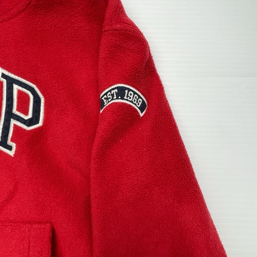 GAP Kids Pullover Fleece Hoodie sz S (5-6) Red Arch Logo Fleece Fabric - Picture 5 of 5