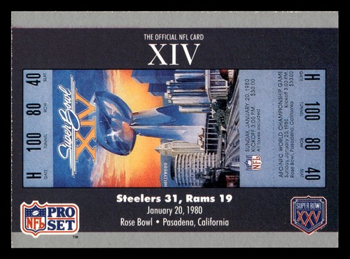 SB XIV Ticket 1990-91 Pro Set Super Bowl Ticket Card #14 - Picture 1 of 2