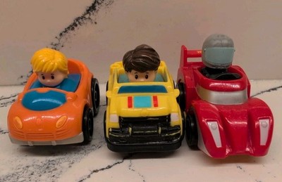 Fisher-Price Little People Wheelies Lot Of 3 Hot Wheels Yellow Orange