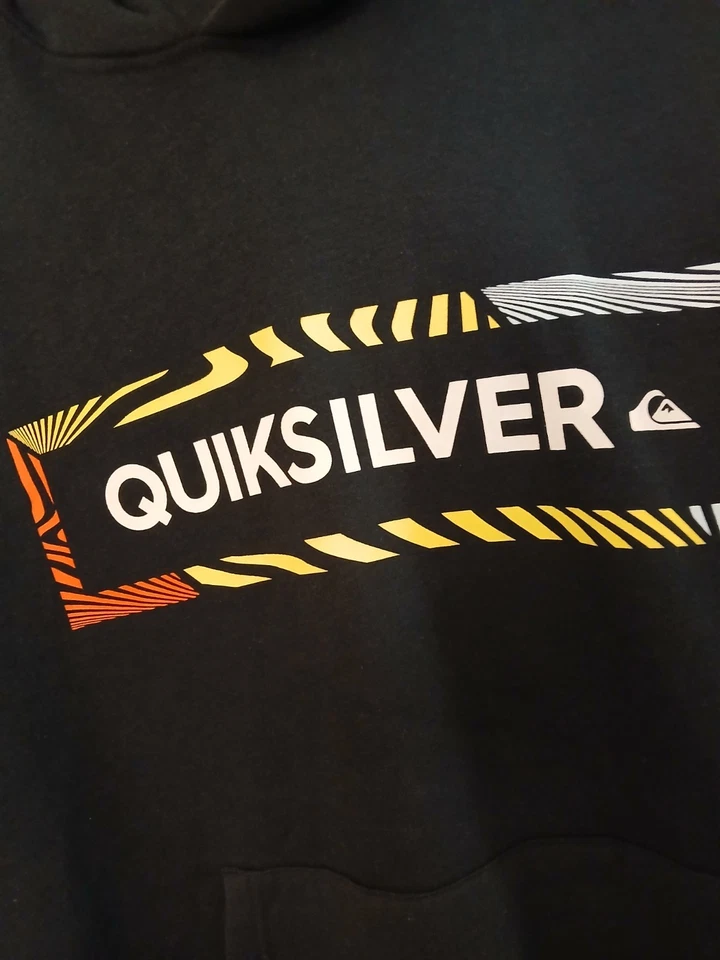 Sudadera con Capucha Logo Quicksilver Negra Talla L Pullover Surf Skate Foto 2 de 4