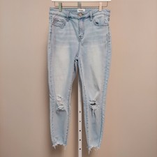 Pistola Light Wash Distressed Cropped High Rise Skinny Jeans Size 29 Chewed Hem