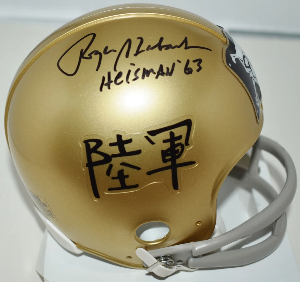 ROGER STAUBACH AUTOGRAPHED NAVY JOLLY ROGER 2 BAR TB MINI HELMET HEISMAN 63 JSA - Image 2 of 4