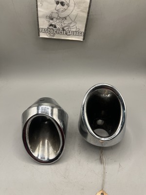Pair of Slant Cut Motorcycle Muffler Exhaust Tips- 4 Bolt Mount
