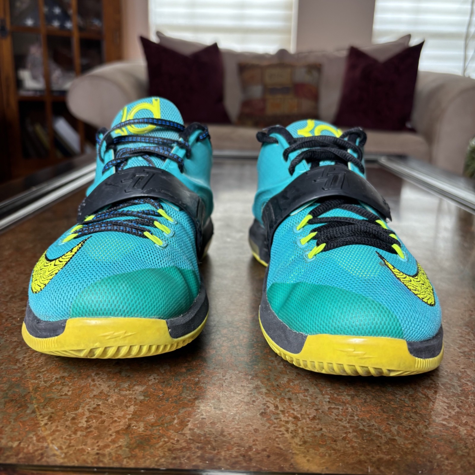 SAOLA Scarpe Nike KD 7 da uomo taglia 8 Teal Uprising basket sneakers sportive 653996 370