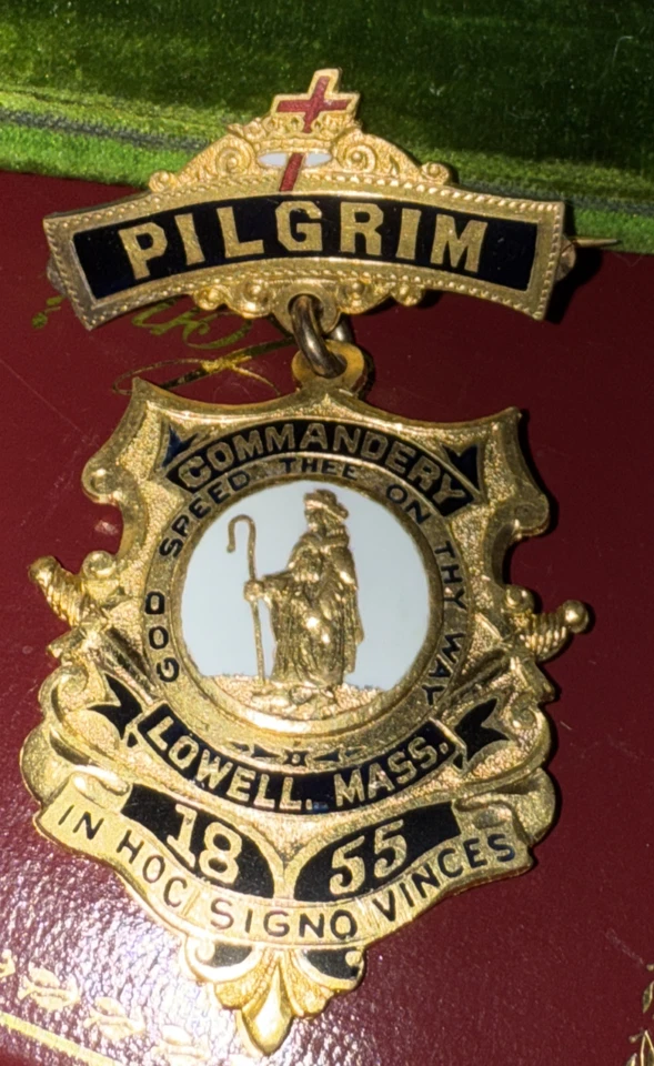 De Colección Caballeros Templarios Peregrino Medalla Esmalte Lowell Mass. E.L. Lodge & Co. Prov R.I. Foto 3 de 4