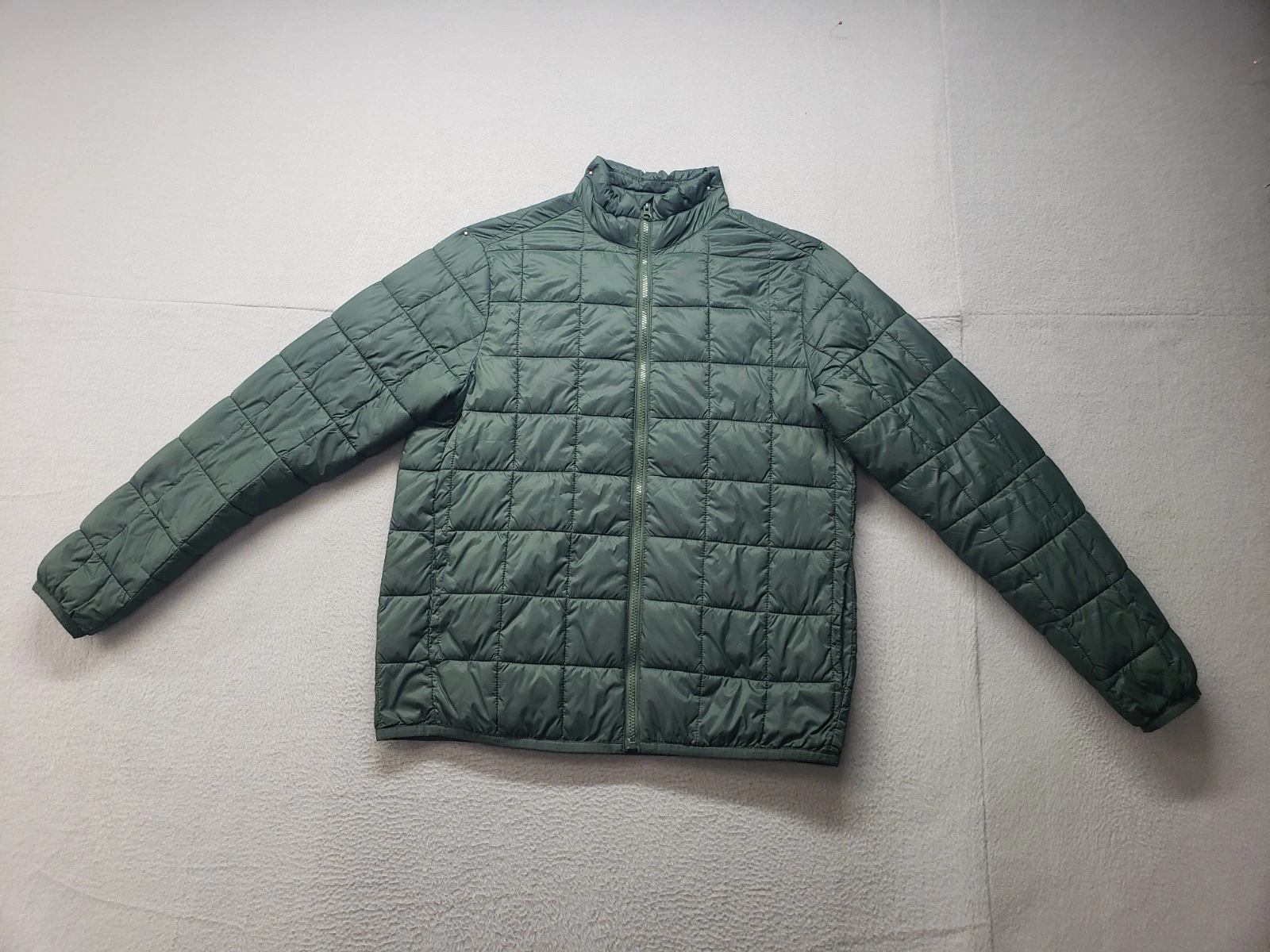 Old Navy Men Quilted Jacket S Green Mock Neck Full Zip Water Resistant Thermal