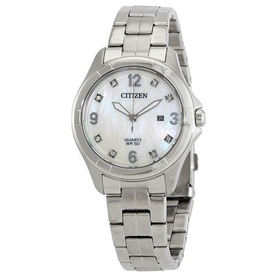 Citizen Ladies Quartz Crystal Mother of Pearl Dial Watch - EU6080-58D NEW