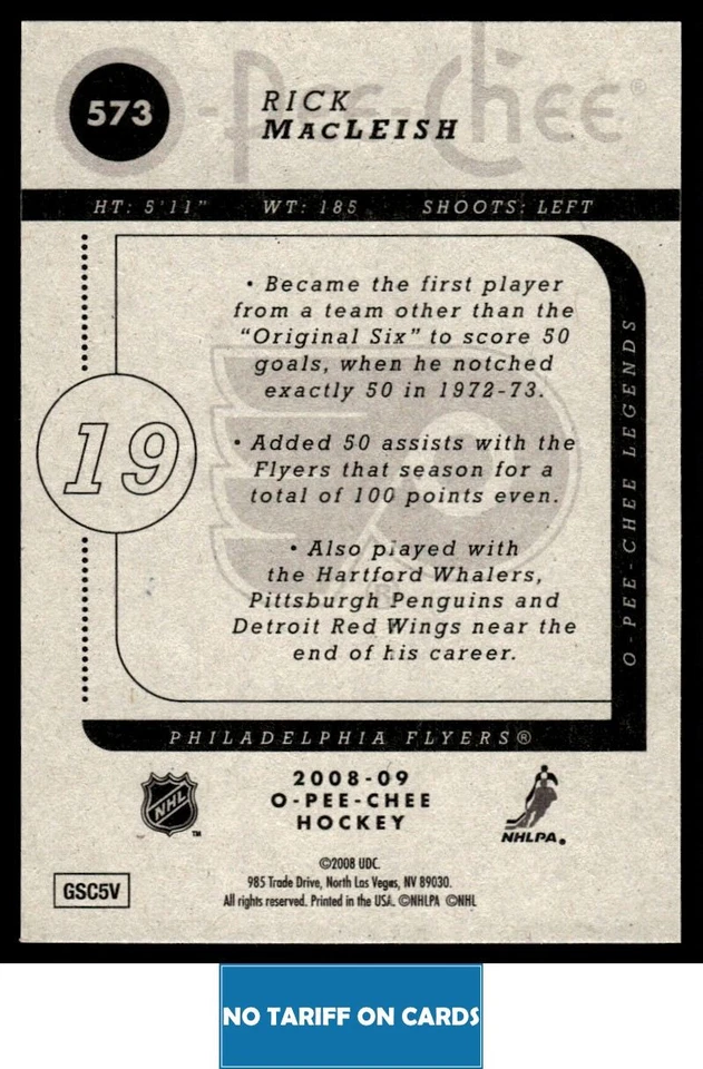 2008-09 O-Pee-Chee Rick MacLeish Philadelphia Flyers #573 - Image 2 of 2