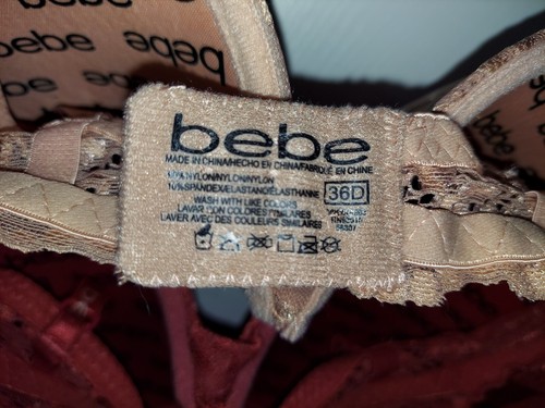 NUEVO CON ETIQUETAS 2 paquetes Sujetadores de felpa de encaje íntimo BEBE para mujer talla 36D óxido/marrón azúcar - Imagen 4 de 5