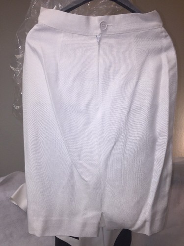 Gianfranco Ferre Skirt and Jacket White Linen With Chocolate Brown Leather 38/S - Picture 9 of 11