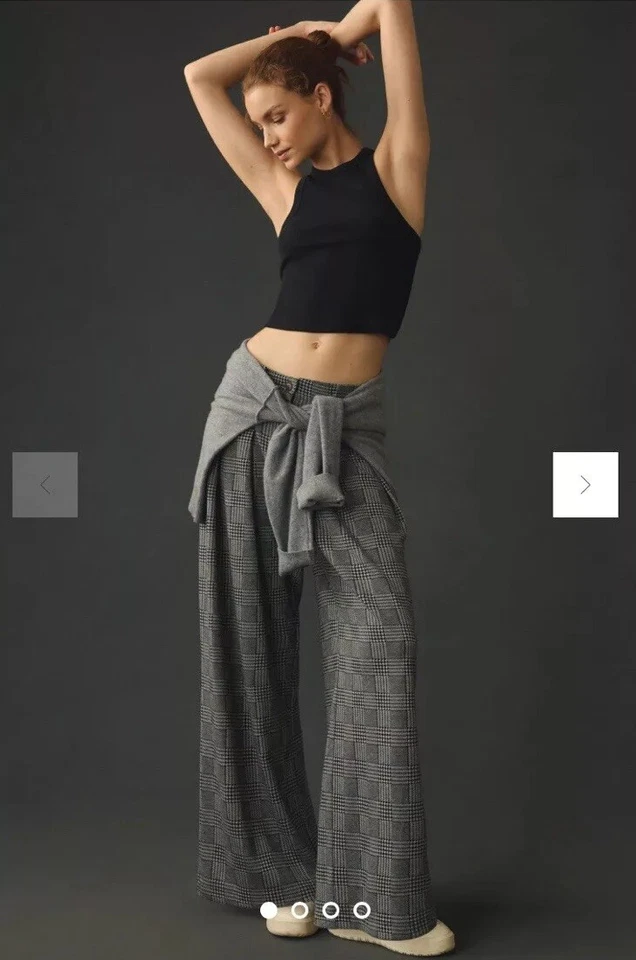 Pantalones de pierna ancha de punto plisado Anthropologie Maeve en gris para mujer talla 4”. Foto 2 de 4