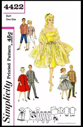Simplicity 4422 Barbie Fashion TEEN DOLL Fabric Sewing Pattern Vintage BRIDAL