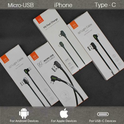 MCDODO LED  90°For Typ-C iphone USB-C Ladekabel Winkel Fast charging Kabel Nylon