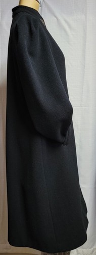 Abrigo Cochecito Mujer Vintage Años 60 Talla M/L Negro Lana Mod Chaqueta Cuero Detalles - Imagen 7 de 14