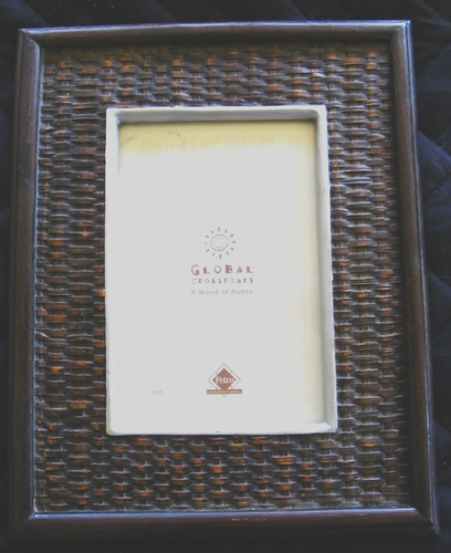 Vintage Fetco Global Crossroads 4 x 6 Bilderrahmen Schreibtisch "Gewebte Korboptik" - Bild 1 von 4