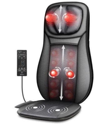 Snailax shiatsu Neck & Back Massager w/ Heat Full Back Kneading Shiatsu Rolling