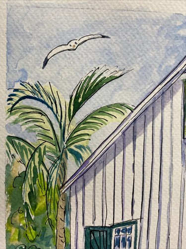 OLD TOWN BAKERY | Pintura Key West Acuarela K C Jones Arte Gallo Palmeras - Imagen 4 de 9