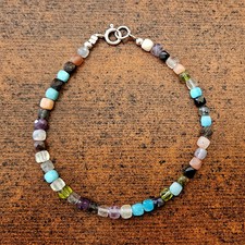 Originale Multi Gemstone Cube Box 4-5 mm sfaccettato gioiello bracciale/cavig...