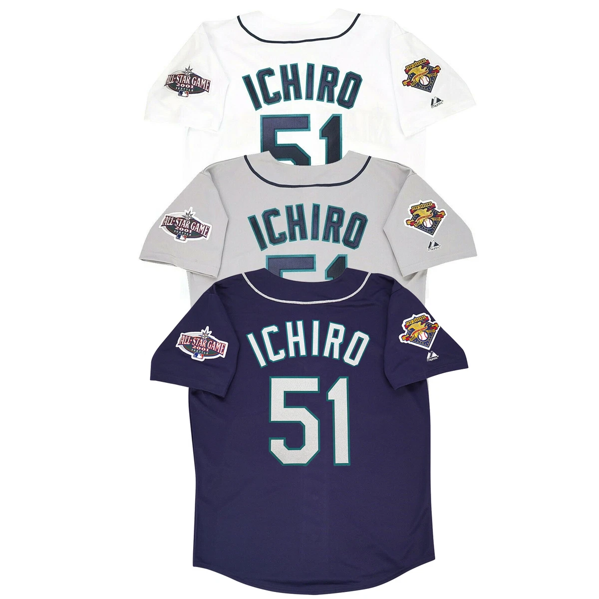 Ichiro Suzuki 2001 Seattle Mariners Home Road Alt Men's Jersey w/ All Star  Patch