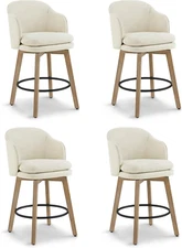 Counter Height Barstools 26 Inch Upholstered Swivel Bar Stools with Back and Woo