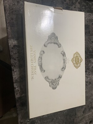 Vintage Shannon Crystal Mirrored Vanity Tray Oval 18 X 10-1/2 