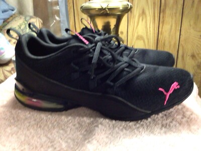 Womens Puma  Size 7.5 Black Riaze Prowl Rainbow Running Sneakers Athletic