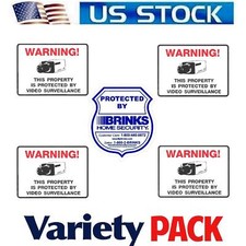 BLUE BRINKS HOME SECURITY ALARM SYSTEM WARNING STICKER CAMERAS IN USE DECALS NEW
