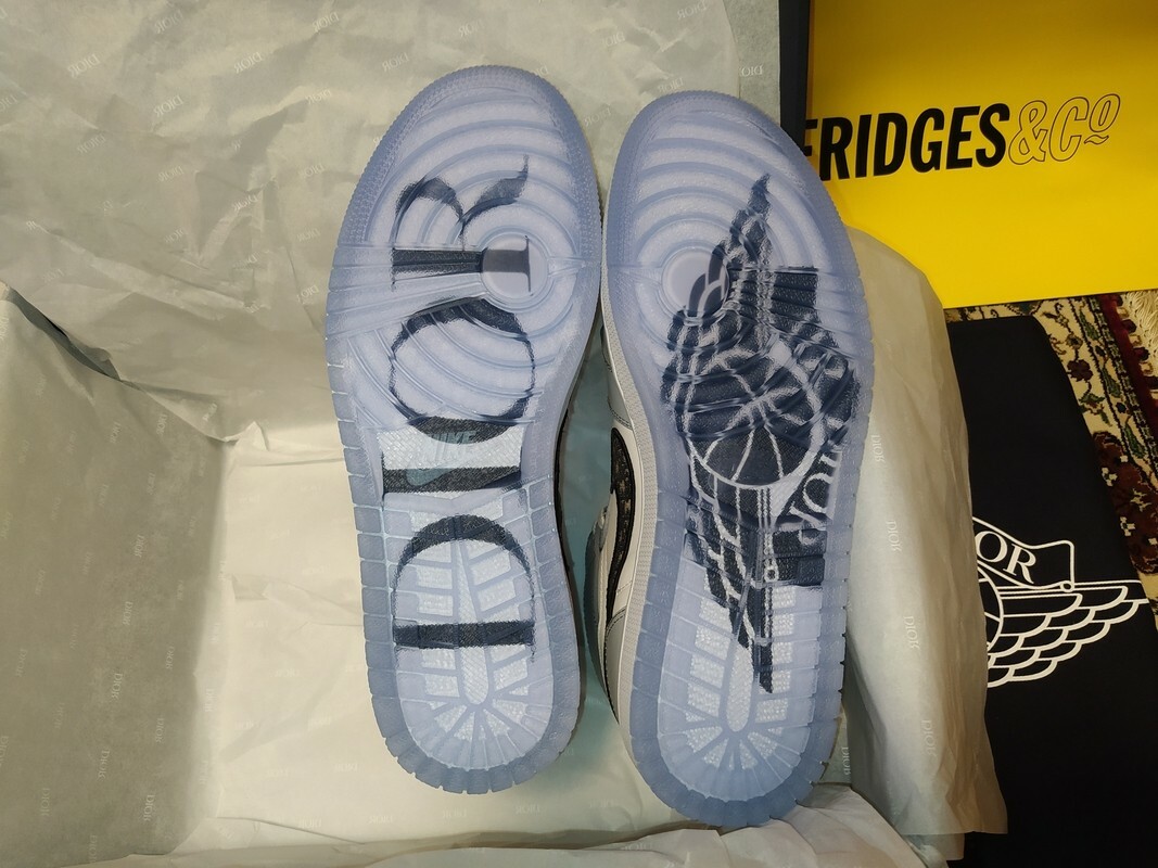 Dior Air Jordan1 AJ1 High OG Grey Sneakers Shoes -UK9 / US10