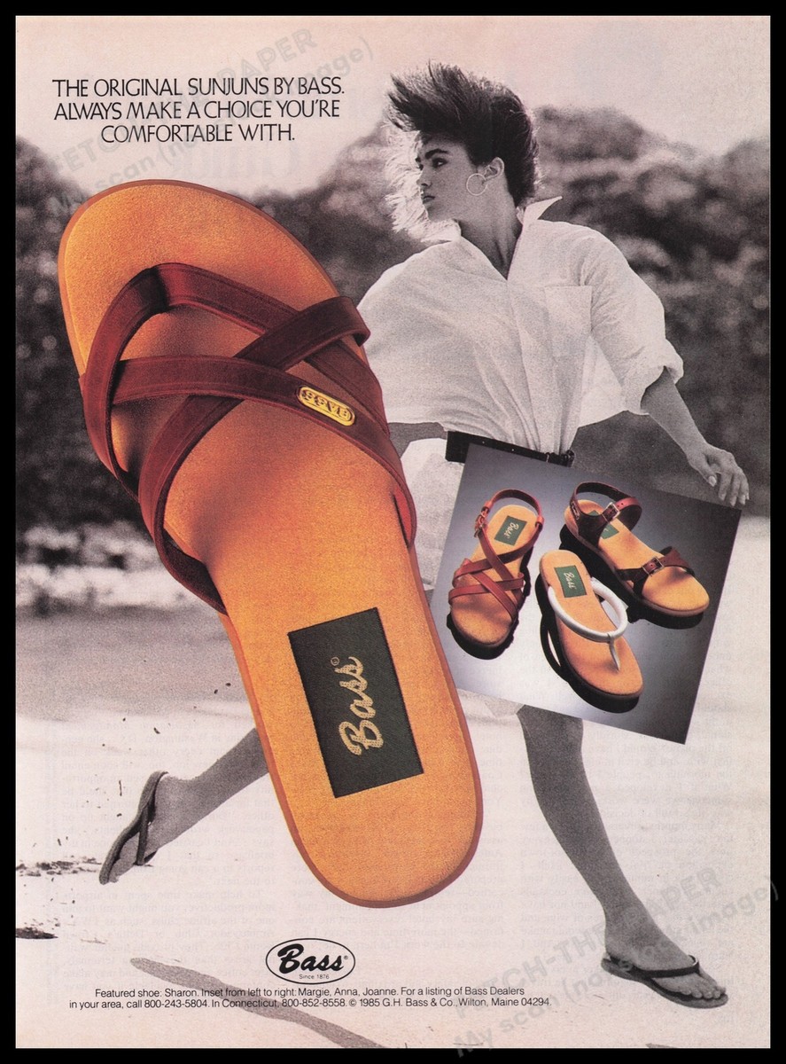 Bass Sunjuns Sandals 1980s Print Advertisement Ad 1985 Running Beach Legs - Main Image
